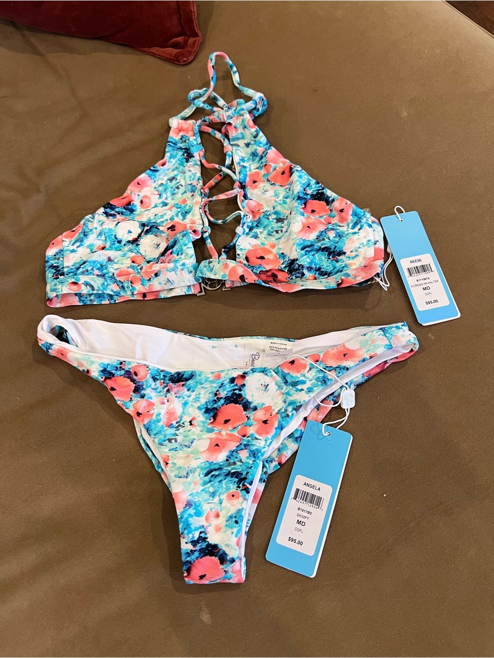 Beach Bunny Floral High-Neck Halter Bikini Set in Multicolor